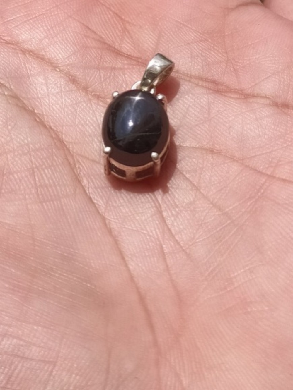 Sterling Silver Black Obsidian Oval Pendant